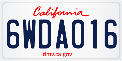 CA license plate 6WDA016