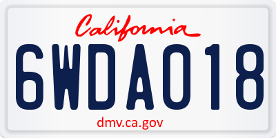 CA license plate 6WDA018