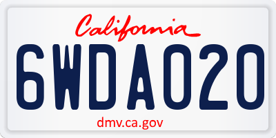CA license plate 6WDA020