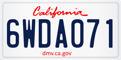 CA license plate 6WDA071
