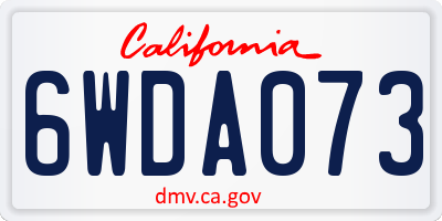 CA license plate 6WDA073