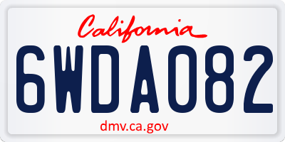 CA license plate 6WDA082