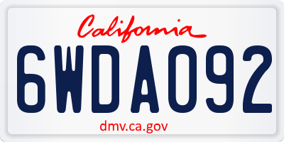 CA license plate 6WDA092