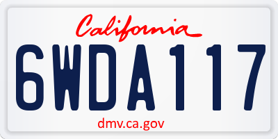 CA license plate 6WDA117