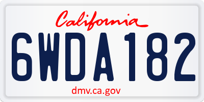 CA license plate 6WDA182