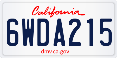 CA license plate 6WDA215