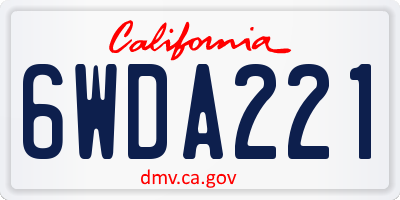 CA license plate 6WDA221