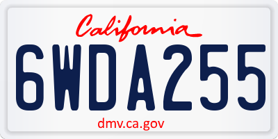 CA license plate 6WDA255