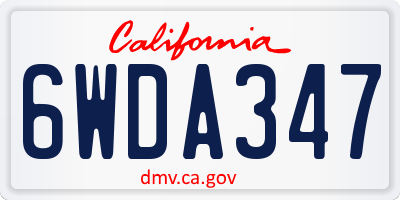 CA license plate 6WDA347