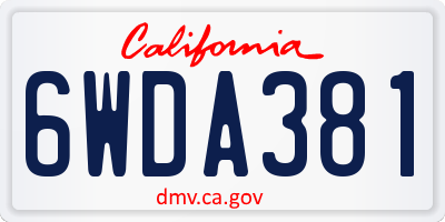 CA license plate 6WDA381