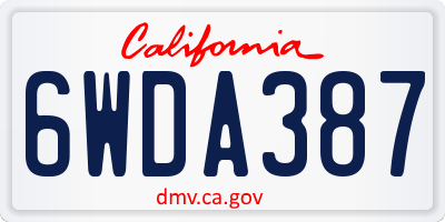 CA license plate 6WDA387