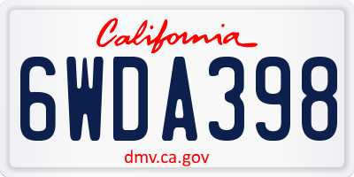 CA license plate 6WDA398