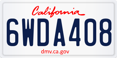 CA license plate 6WDA408