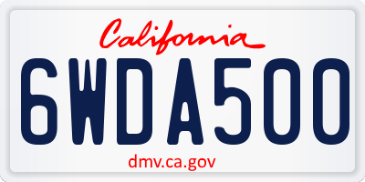 CA license plate 6WDA500