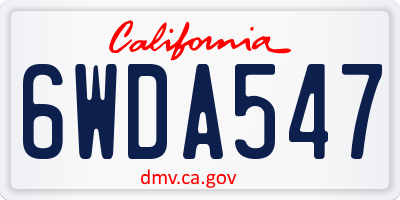 CA license plate 6WDA547