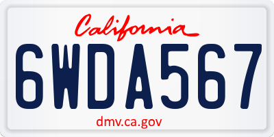 CA license plate 6WDA567