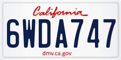 CA license plate 6WDA747