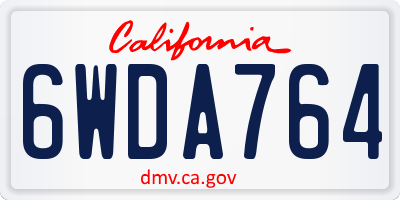 CA license plate 6WDA764
