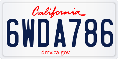 CA license plate 6WDA786
