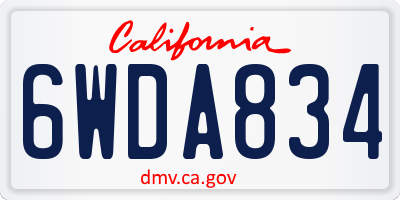 CA license plate 6WDA834
