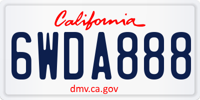 CA license plate 6WDA888