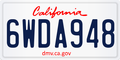 CA license plate 6WDA948