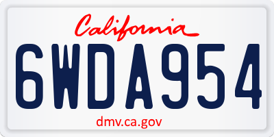 CA license plate 6WDA954
