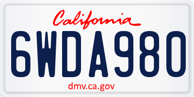 CA license plate 6WDA980