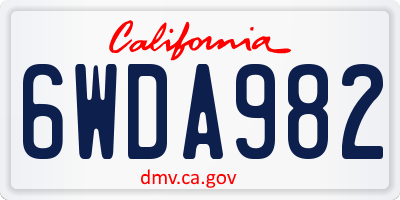 CA license plate 6WDA982