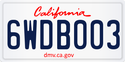 CA license plate 6WDB003