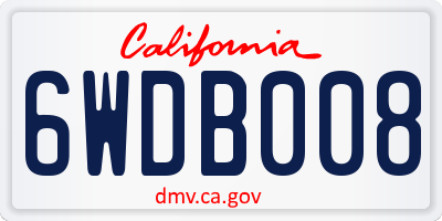 CA license plate 6WDB008