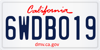 CA license plate 6WDB019