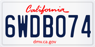CA license plate 6WDB074
