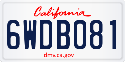 CA license plate 6WDB081
