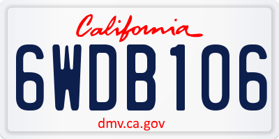 CA license plate 6WDB106