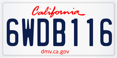 CA license plate 6WDB116