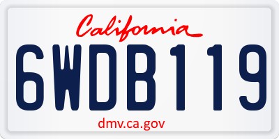 CA license plate 6WDB119