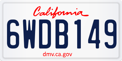 CA license plate 6WDB149