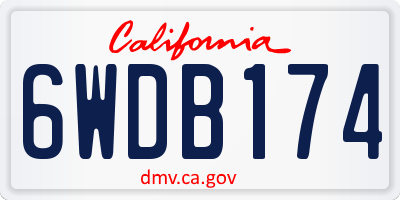 CA license plate 6WDB174