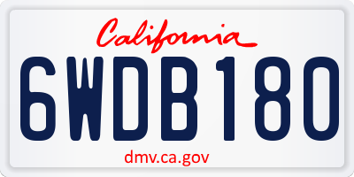 CA license plate 6WDB180