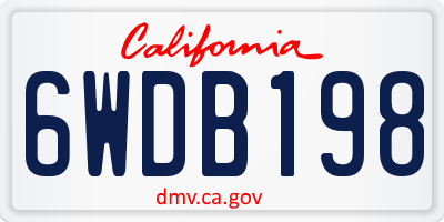 CA license plate 6WDB198