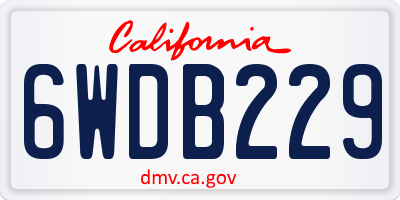 CA license plate 6WDB229