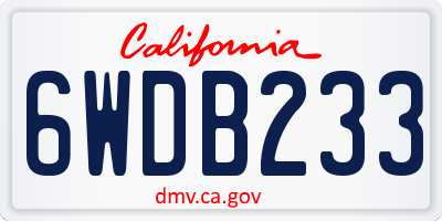 CA license plate 6WDB233