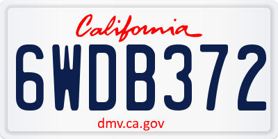 CA license plate 6WDB372
