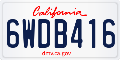CA license plate 6WDB416