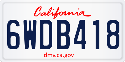 CA license plate 6WDB418