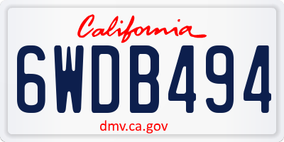 CA license plate 6WDB494