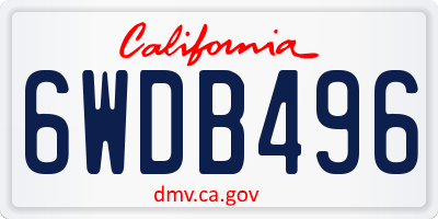 CA license plate 6WDB496