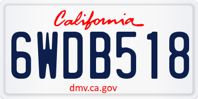 CA license plate 6WDB518