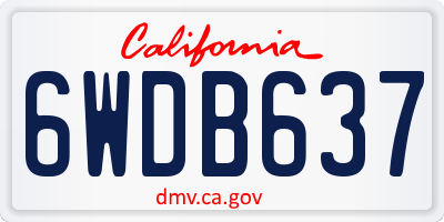CA license plate 6WDB637